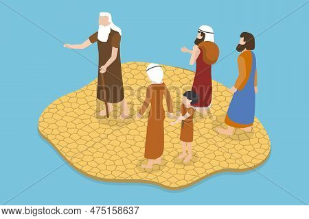 3d Isometric Flat Vector Conceptual Illustration Of Biblical Moses Prophet, Bible Narratives