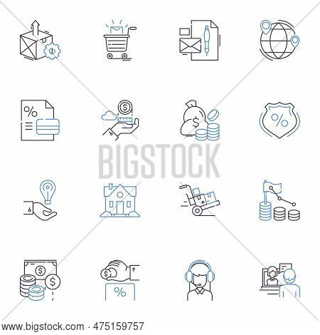 Income Stream Line Icons Collection. Profit, Earnings, Revenue, Salary, Wage, Compensation, Remunera