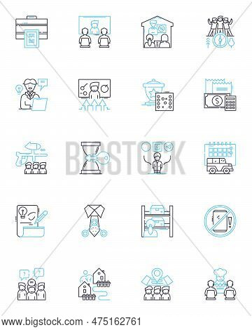 Business Efficiency Linear Icons Set. Streamlining, Optimization, Productivity, Automation, Cost-cut