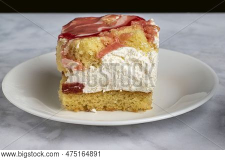 Strawberry Square  With A Creamy Filling In The Center
