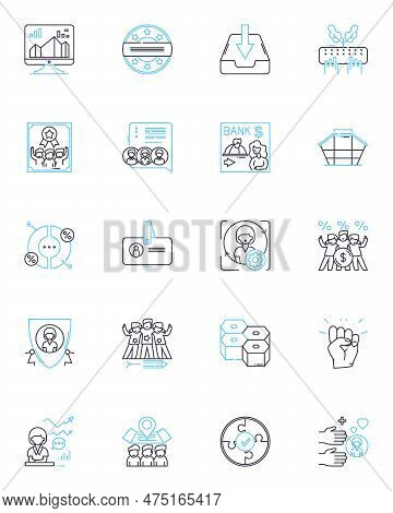 Company Linear Icons Set. Innovation, Quality, Dedication, Excellence, Trusrthy, Reliability, Leader