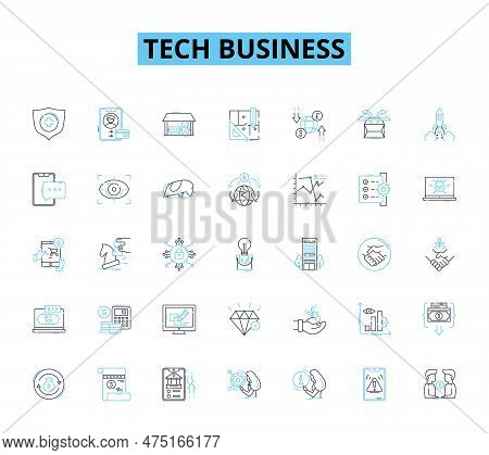 Tech Business Linear Icons Set. Innovation, Disruption, Start-up, Automation, Software, Hardware, Cy
