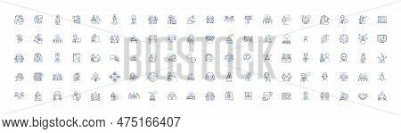 Accounting Firm Line Icons Collection. Audit, Bookkeeping, Taxation, Payroll, Financial, Budgeting, 