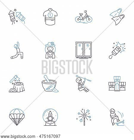 Fitness Line Icons Collection. Exercise, Strength, Health, Endurance, Agility, Wellness, Flexibility