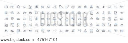 Nature Tourism Line Icons Collection. Wildlife, Hiking, Forest, Camping, Lakes, Photography, Mountai