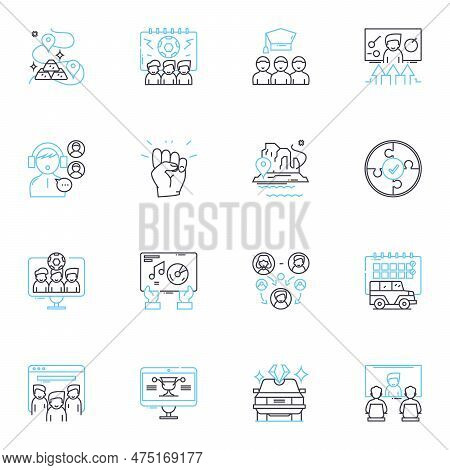 Staff Development Linear Icons Set. Training, Growth, Improvement, Learning, Development, Enrichment