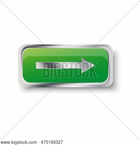 Rectangular Green Arrow Button For Web Design. Vector Illustration.