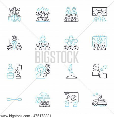 Fellowship Linear Icons Set. Friendship, Companionship, Brotherhood, Unity, Association, Camaraderie