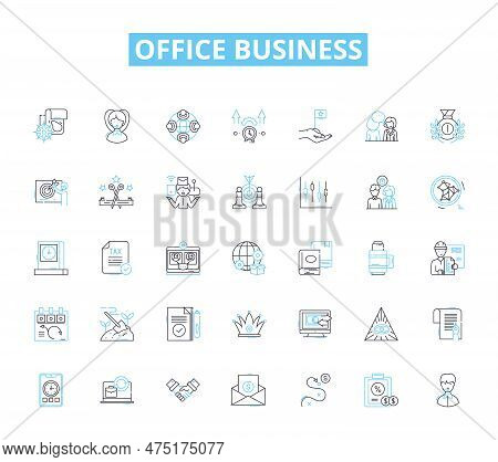 Office Business Linear Icons Set. Productivity, Collaboration, Communication, Efficiency, Organizati