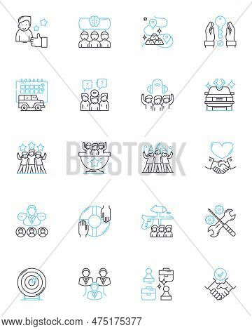 Fellowship Linear Icons Set. Friendship, Companionship, Brotherhood, Unity, Association, Camaraderie