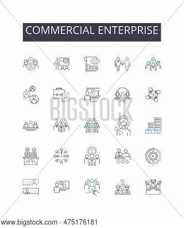 Commercial Enterprise Line Icons Collection. Learning, Growth, Development, Improvement, Empowerment