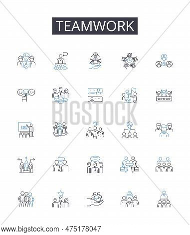 Teamwork Line Icons Collection. Collaboration, Partnership, Alliance, Cooperation, Synergy, Unity, H