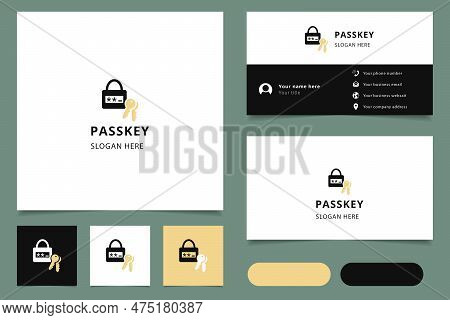 Passkey Logo Design With Editable Slogan. Branding Book And Business Card Template.