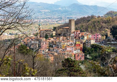 View Of Arcola, A Medieval Village Near La Spezia, Liguria, Italy