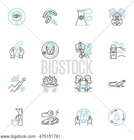 Cultivate Green Habits Linear Icons Set. Sustainability, Eco-friendly, Recycling, Conservation, Redu
