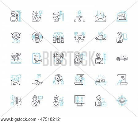 Employment Strategy Linear Icons Set. Recruitment, Retention, Talent, Culture, Succession, Diversity