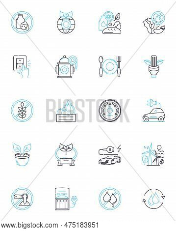 Environmentally-safe Energy Linear Icons Set. Renewable, Solar, Wind, Geothermal, Hydro, Biofuels, G