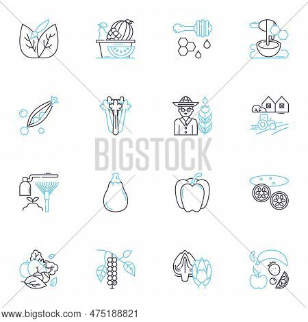 Green Gardening Linear Icons Set. Sustainable, Eco-friendly, Nurturing, Composting, Recycling, Organ