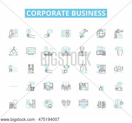 Corporate Business Linear Icons Set. Profit, Strategy, Growth, Leadership, Innovation, Investment, D