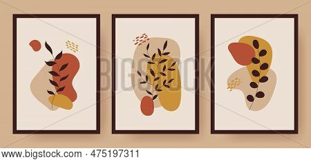 Aesthetic And Boho Poster Set. Abstract Contemporary Aesthetic Backgrounds. Boho Wall Decor.