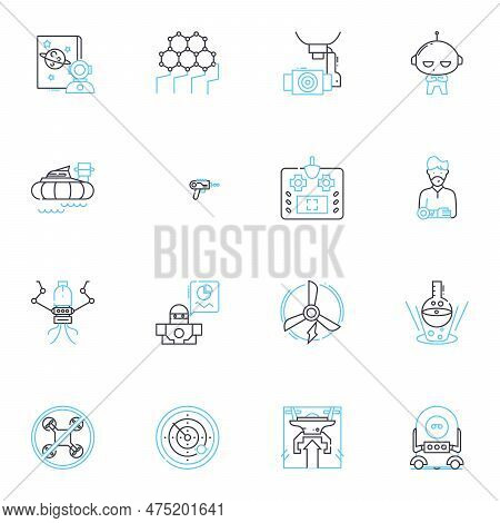 Automated Shipping Linear Icons Set. Efficiency , Accuracy , Reliability , Tracking , Logistics , Op