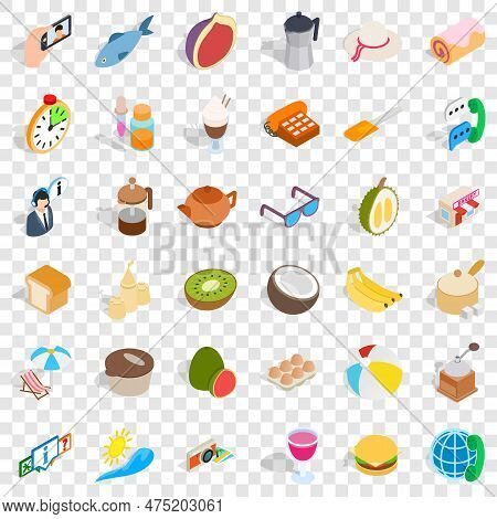 Bakeshop Icons Set. Isometric Style Of 36 Bakeshop Icons For Web For Any Design