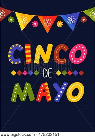 Cinco De Mayo Poster Mexica Traditional Holiday Festive Celebration Vector Flat Illustration
