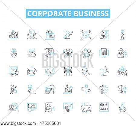 Corporate Business Linear Icons Set. Profit, Strategy, Growth, Leadership, Innovation, Investment, D