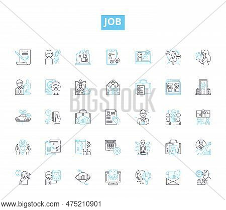 Job Linear Icons Set. Career, Occupation, Employment, Position, Profession, Vocation, Trade Line Vec