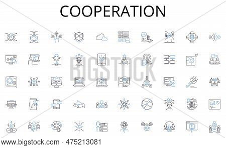 Cooperation Line Icons Collection. Biden, Transition, Inauguration, Kamala, Cabinet, Unity, Electora