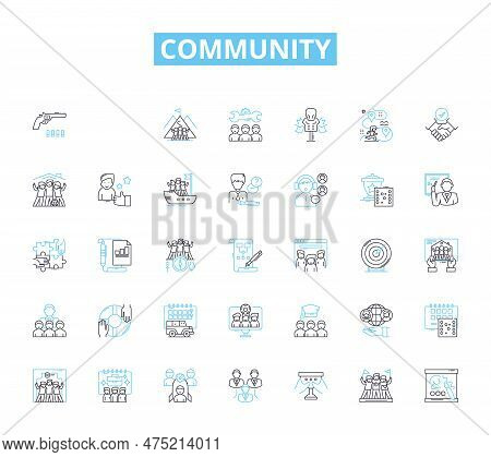 Community Linear Icons Set. Inclusion, Diversity, Support, Connection, Collaboration, Belonging, Eng