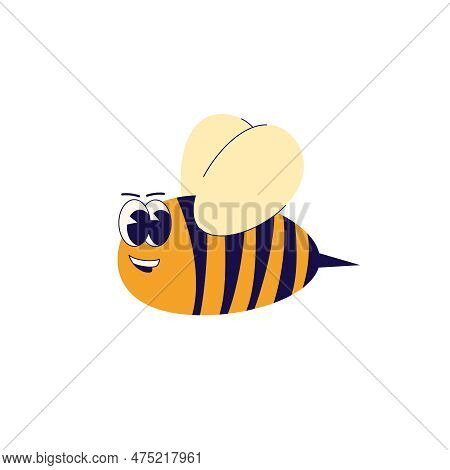 Bee, 70\'s Groovy Retro Print. Illustration For Tee, T Shirt And Sticker - Poster Design. Funky Char