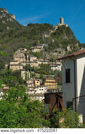 Panoramic View Of Ferentillo, The Old Town Of The Mummies In Valnerina, Umbria, Italy