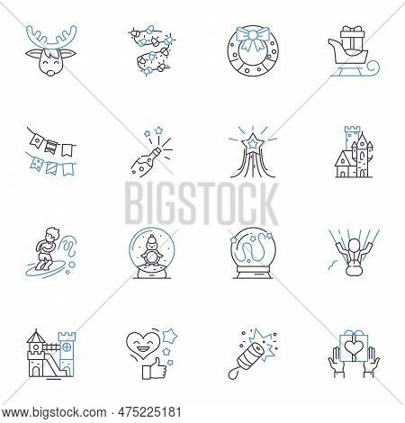 Recess Line Icons Collection. Playground, Refreshment, Respite, Energy, Freedom, Relaxation, Fun Vec