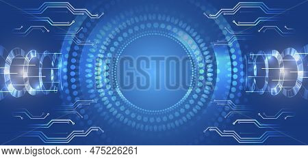 The Global Wireless Standard Concept. Hi-tech Communication Illustration On A Blue Background. 5g Hi