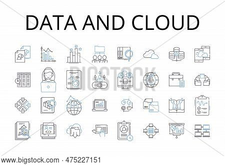 Data And Cloud Line Icons Collection. Analytics And Insights, Innovation And Progress, Content And M