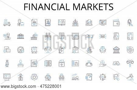 Financial Markets Line Icons Collection. Promotion, Advancement, Success, Growth, Development, Oppor