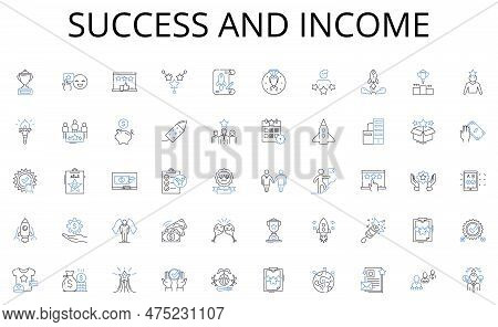 Success And Income Line Icons Collection. Audit, Bookkeeping, Taxation, Payroll, Financial, Budgetin