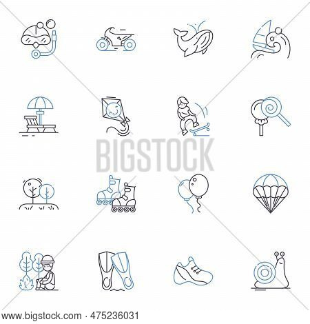 Backpacking Trip Line Icons Collection. Dventure, Exploration, Wilderness, Nature, Outdoors, Hiking,