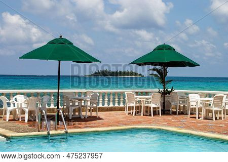 Scenic View Of A Small Island In The Caribbean Sea.