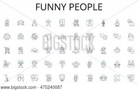 Funny People Line Icons Collection. Bluetooth, Wifi, Cellular, Signal, Antenna, Router, Nerk Vector 