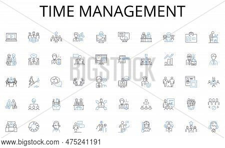 Time Management Line Icons Collection. Coaching, Training, Mentoring, Leadership, Learning, Performa