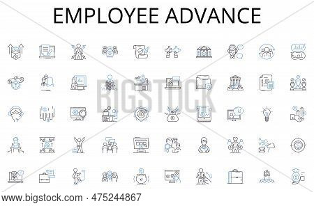 Employee Advance Line Icons Collection. Mortgage, Interest, Banking, Financing, Loan, Deposit, Credi