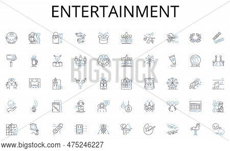 Entertainment Line Icons Collection. Branding, Advertising, Promotions, Salesmanship, Campaigns, Com