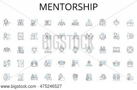 Mentorship Line Icons Collection. Soothing, Relaxing, Rejuvenating, Serenity, Tranquility, Renewal, 