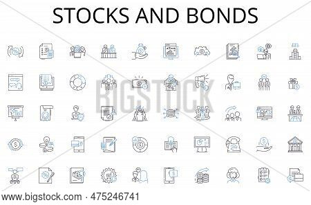 Stocks And Bonds Line Icons Collection. Innovation, Revival, Opportunity, Discovery, Venture, Progre
