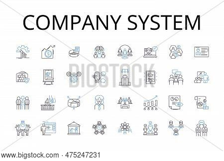 Company System Line Icons Collection. Business Structure, Corporation Framework, Enterprise Platform