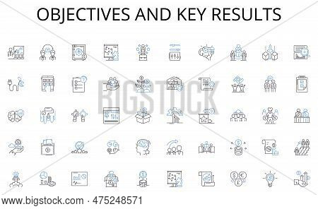 Objectives And Key Results Line Icons Collection. Flexibility, Remote, Work-from-home, Digital, Coll