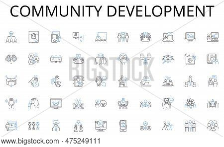 Community Development Line Icons Collection. Confidence, Determination, Optimism, Gratitude, Resilie