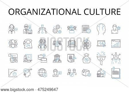 Organizational Culture Line Icons Collection. Corporate Values, Workplace Traditions, Business Ethos